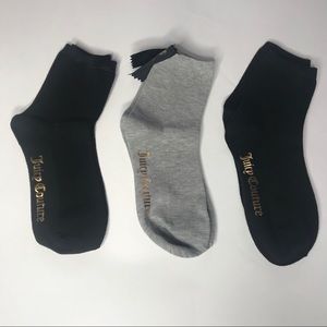 Juicy Couture Womens Black & Grey Socks Size 4-10